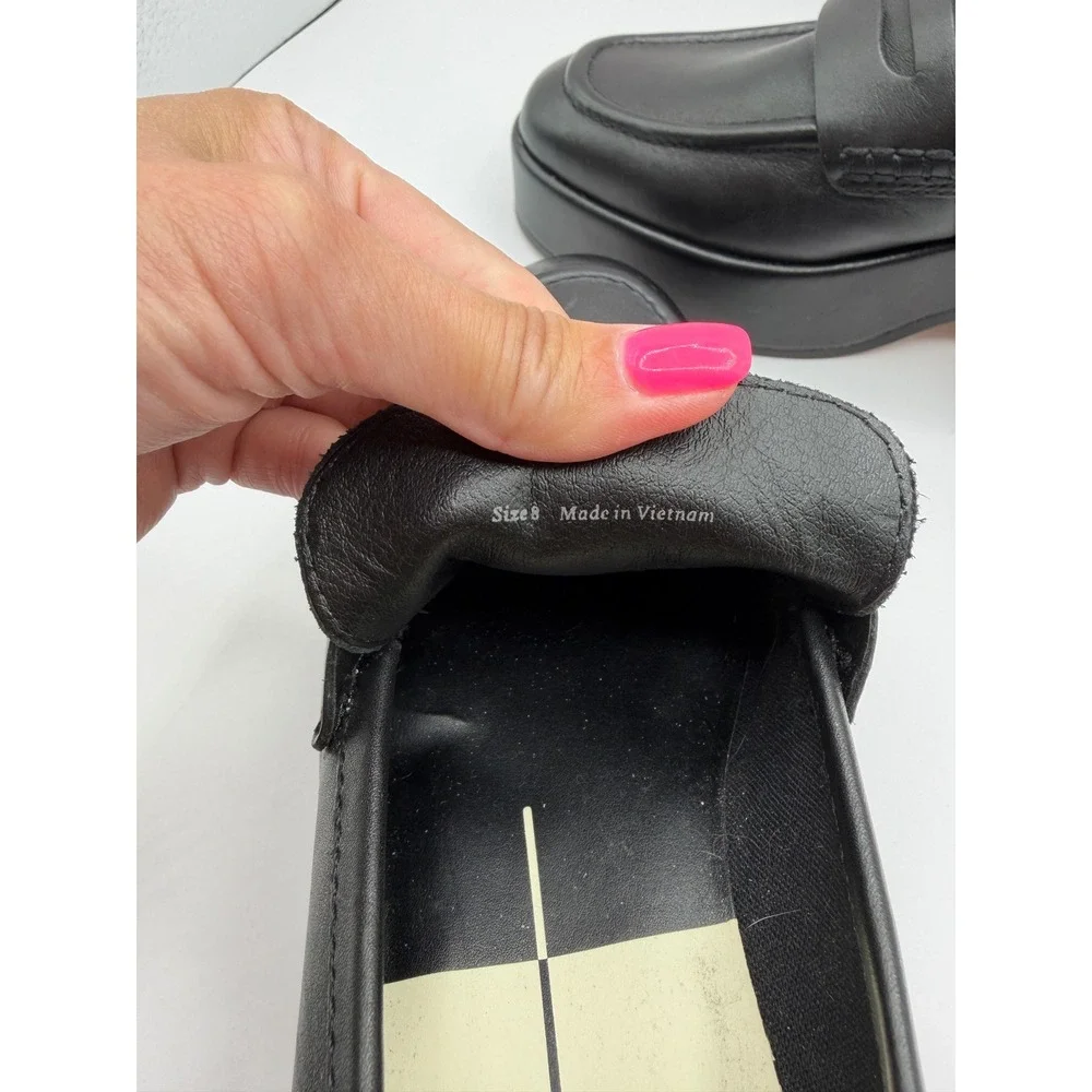 Dolce Vita Yanni Platform Loafers Womens Size 8 Black Leather Chunky Block Heel